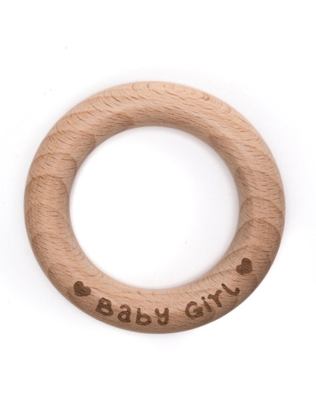 Anello in legno da dentizione 70 mm - Baby Girl