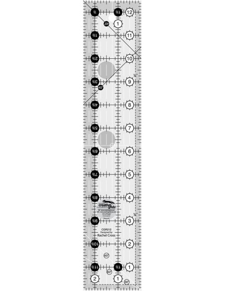Righello rettangolare per quilting 2.5" x 12.5" Creative Grids
