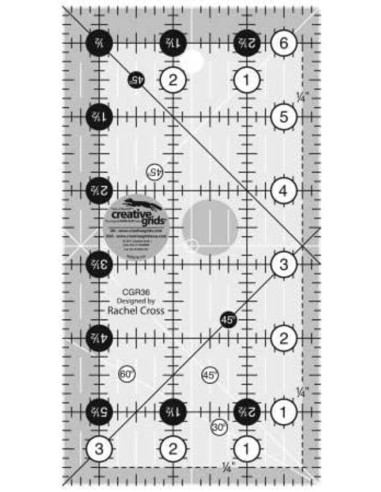 Righello rettangolare per quilting 3.5" x 6.5" Creative Grids