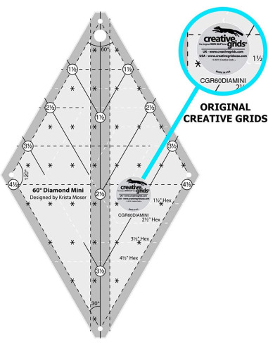 Righello per quilting Diamond Mini 60° Creative Grids