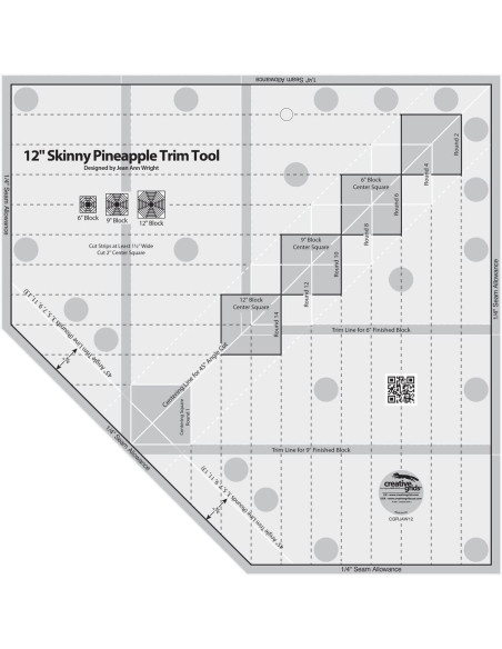 Righello 12" Skinny Pineapple Trim Tool Creative Grids
