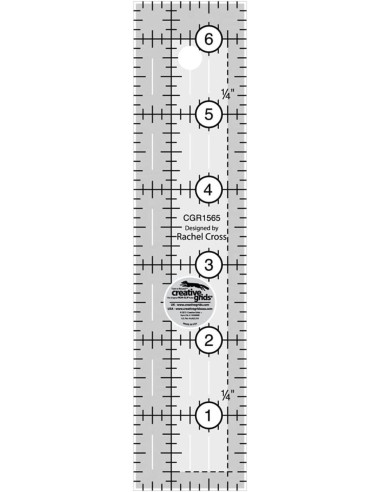 Righello rettangolare per quilting 1.5" x 6.5" Creative Grids