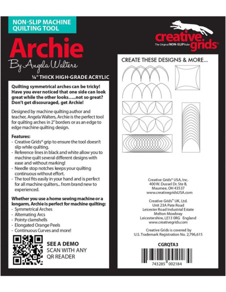 Regola Archie Strumento per Quilting a Macchina Creative Grids