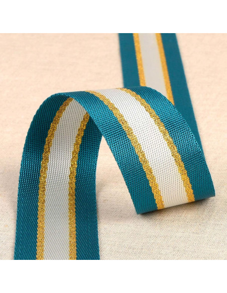 Tracolla in lurex - Blu petrolio e oro