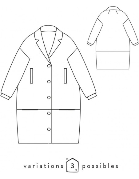 Cartamodello per cappotto o giacca oversize Flow - Atelier Scämmit
