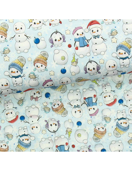 Tessuto cotone premium - Pupazzo di neve