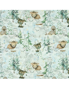 Tessuto cotone premium - Foresta innevata 2