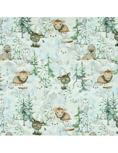 Tessuto cotone premium - Foresta innevata