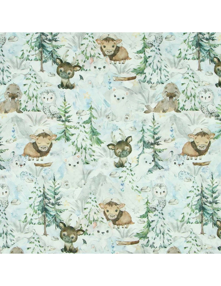 Tessuto cotone premium - Foresta innevata