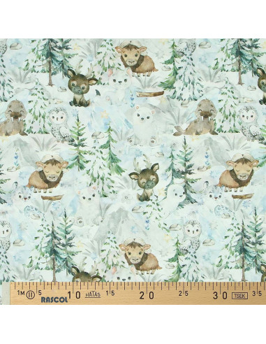 Tessuto cotone premium - Foresta innevata
