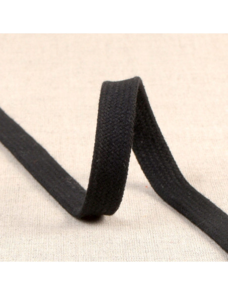 Cordone intrecciato piatto per felpa - Nero