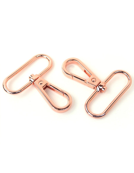 Set di 2 moschettoni in metallo - Oro rosa 38 mm