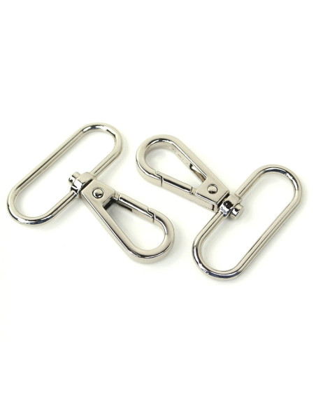 Set di 2 moschettoni in metallo - Argento 38 mm