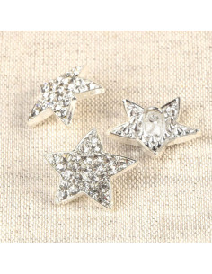 Bottone strass stella Polaris - Bianco 19 mm