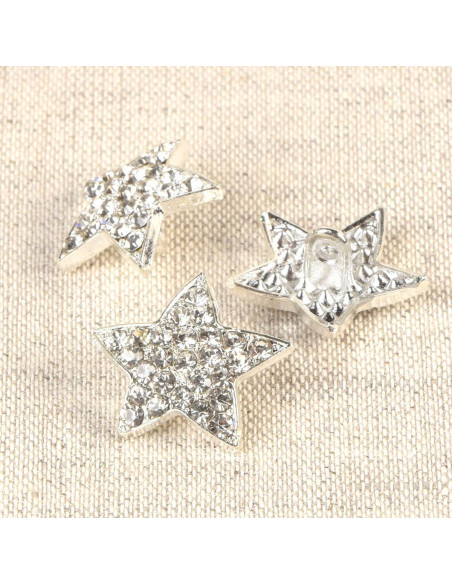 Bottone strass stella Polaris - Bianco 19 mm