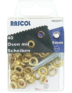 Scatola 40 occhielli 5 mm con strumento di fissaggio Rascol - Oro