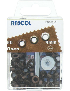 Scatola 50 occhielli 4 mm con strumento di applicazione Rascol - Rame