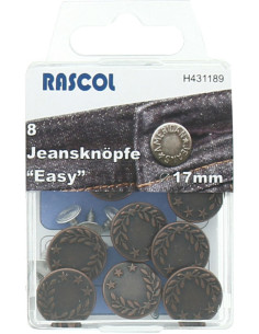 Scatola di 8 bottoni jeans 17mm Rascol - Canne di fucile Allori