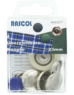Scatola di 4 bottoni da rivestire con attrezzo Rascol - 23 mm