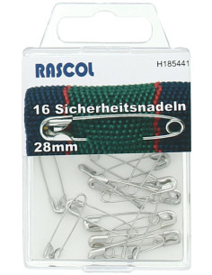 Scatola di 16 spille da balia Rascol - Argento 28 mm