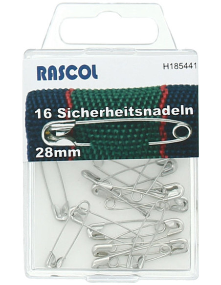 Scatola di 16 spille da balia Rascol - Argento 28 mm
