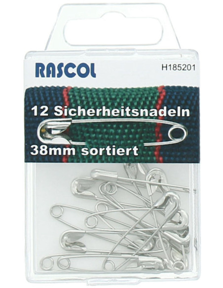 Scatola di 12 spille da balia Rascol - Argento 38 mm
