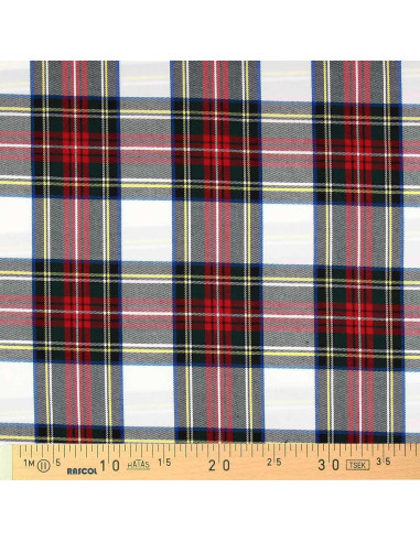 Tessuto tartan scozzese - Rosso, verde, giallo e beige