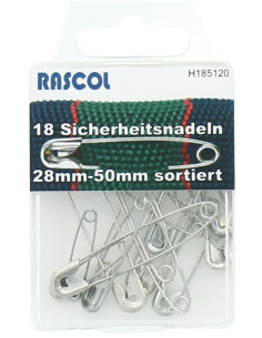 Scatola di 18 spille da balia Rascol - Assortimento argento