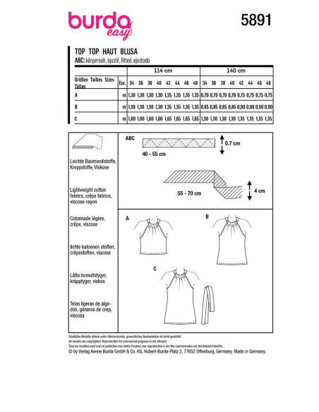 Modello di top - Burda 5891