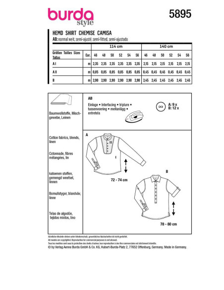 Modello di camicia - Burda 5895