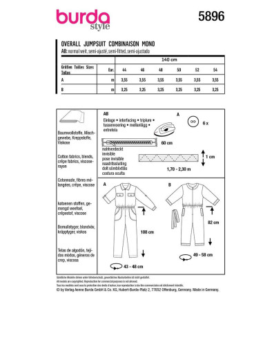 Modello di tuta - Burda 5896