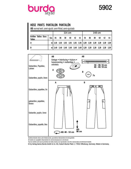 Modello di pantaloni - Burda 5902