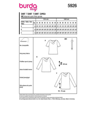 Modello di T-shirt - Burda 5926