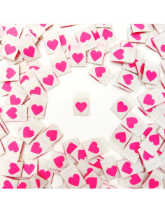 Set di 8 etichette tessute - Cuore rosa