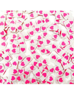 Set di 8 etichette tessute - Cuore rosa 2