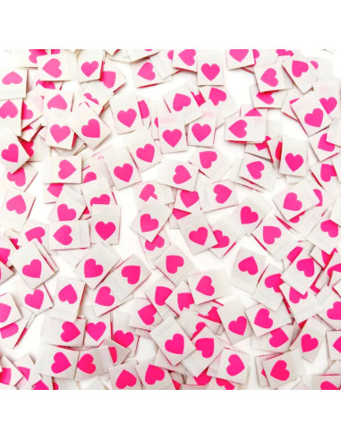 Set di 8 etichette tessute - Cuore rosa
