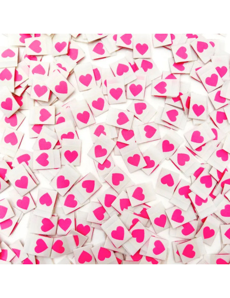 Set di 8 etichette tessute - Cuore rosa