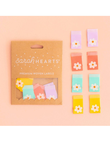 Set di 8 etichette tessute - Margherite