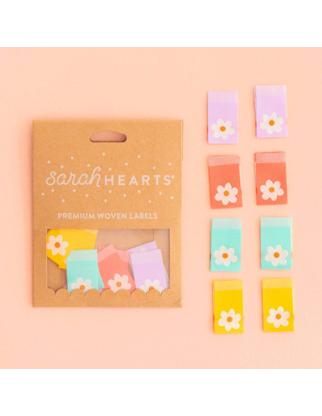 Set di 8 etichette tessute - Margherite