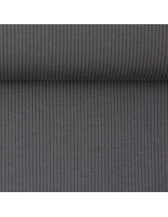 Tessuto jersey di cotone a maglia fine a coste - Grigio scuro 2