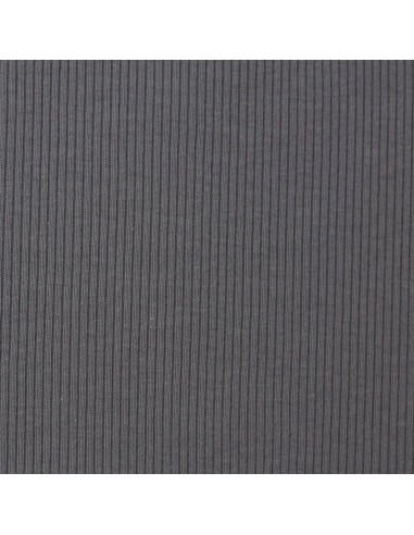 Tessuto jersey di cotone a maglia fine a coste - Grigio scuro