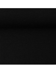 Tessuto jersey di cotone a maglia fine a coste - Nero 2