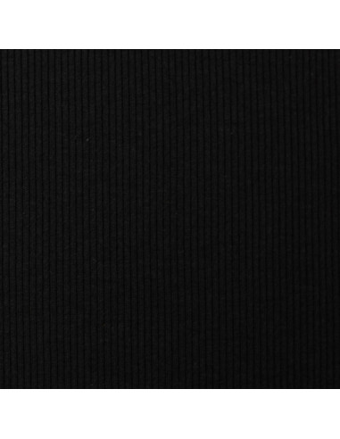 Tessuto jersey di cotone a maglia fine a coste - Nero