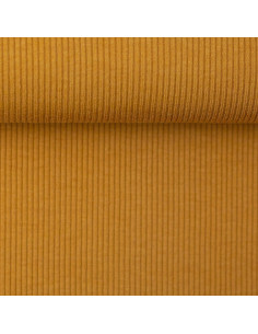 Tessuto jersey di cotone a maglia fine a coste - Giallo ocra 2
