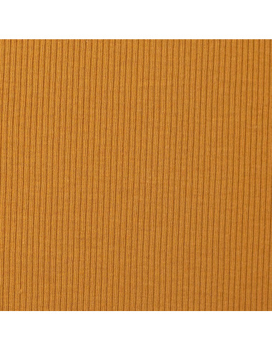 Tessuto jersey di cotone a maglia fine a coste - Giallo ocra