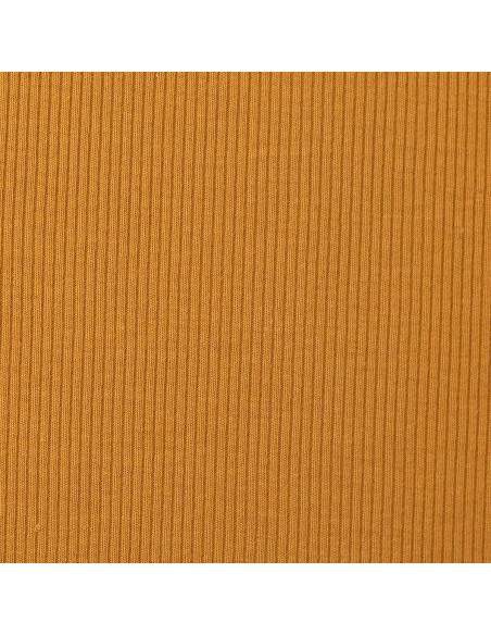 Tessuto jersey di cotone a maglia fine a coste - Giallo ocra