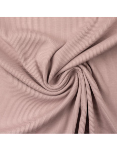 Tessuto jersey di cotone a maglia fine a coste - Rosa antico