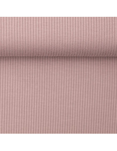 Tessuto jersey di cotone a maglia fine a coste - Rosa antico 2