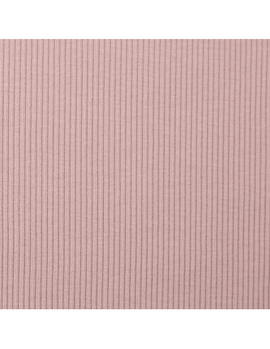 Tessuto jersey di cotone a maglia fine a coste - Rosa antico