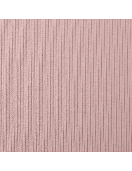 Tessuto jersey di cotone a maglia fine a coste - Rosa antico